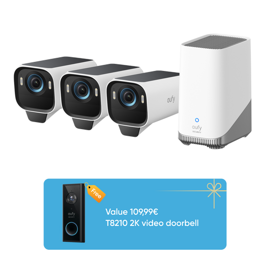 eufyCam S3 Pro 3-Cam Kit + Video Doorbell S220 Add-on